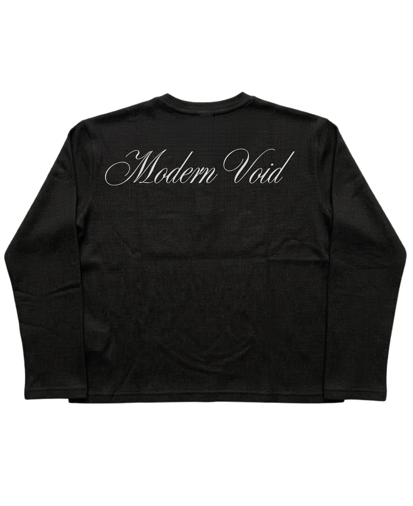 Black Henley waffle knit Back Design