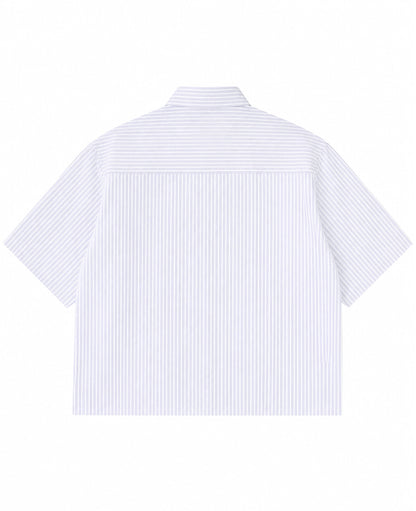 Blue Striped Oxford Boxy Shirt Back Design
