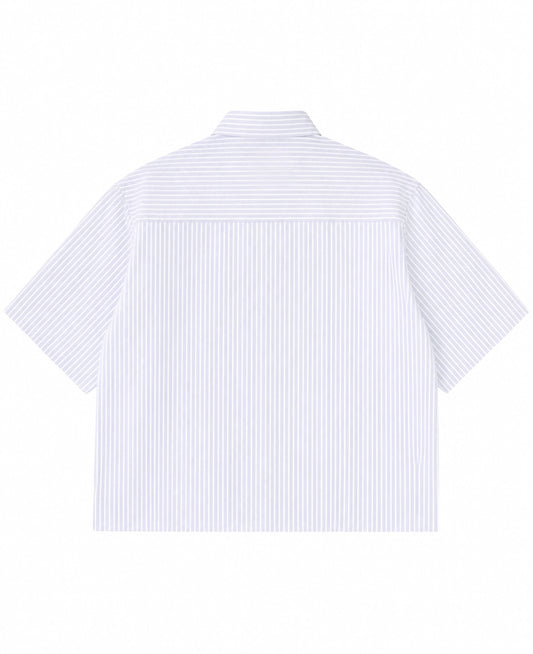 Blue Striped Oxford Boxy Shirt Back Design