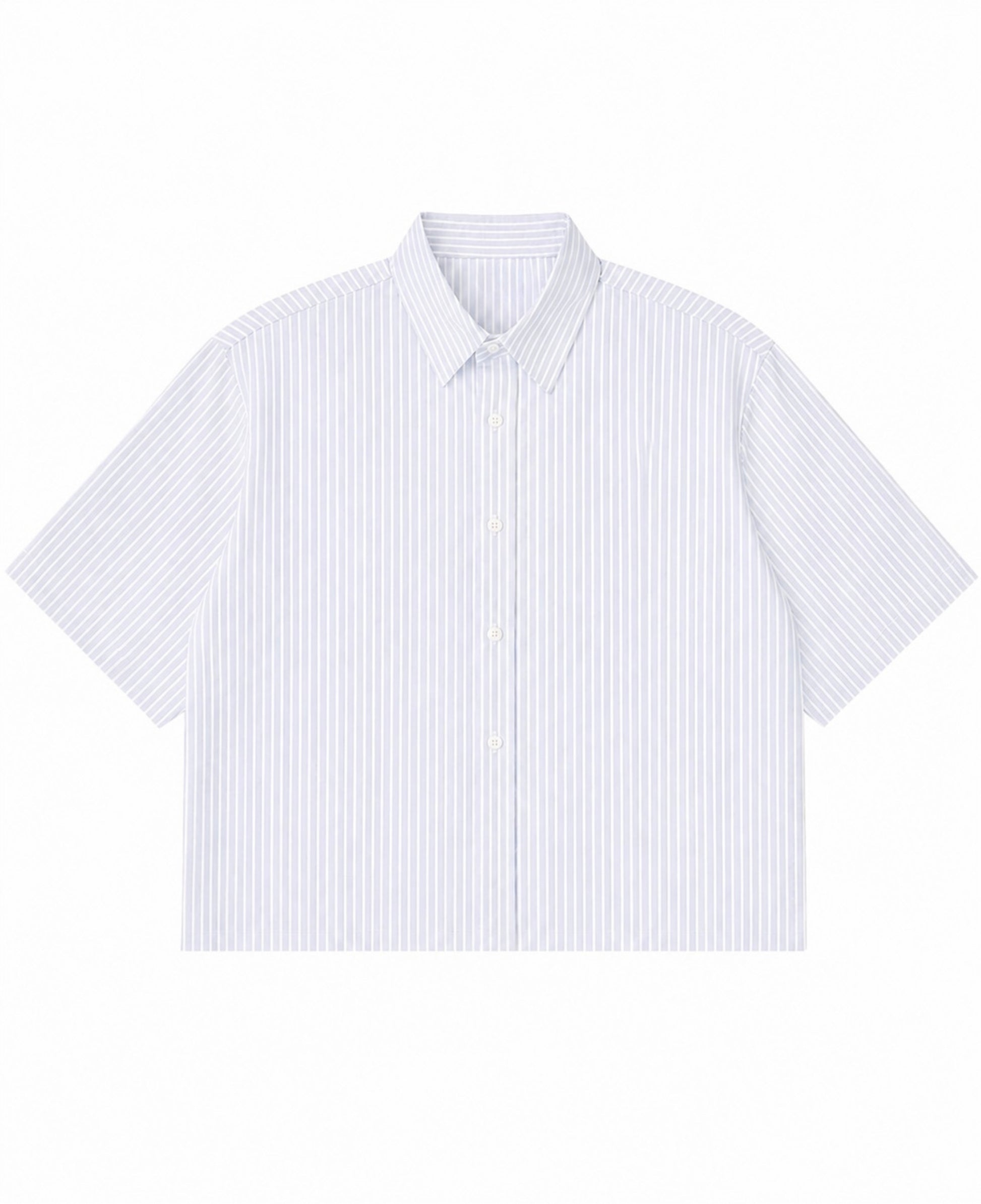Blue Striped Oxford Boxy Shirt Front Design