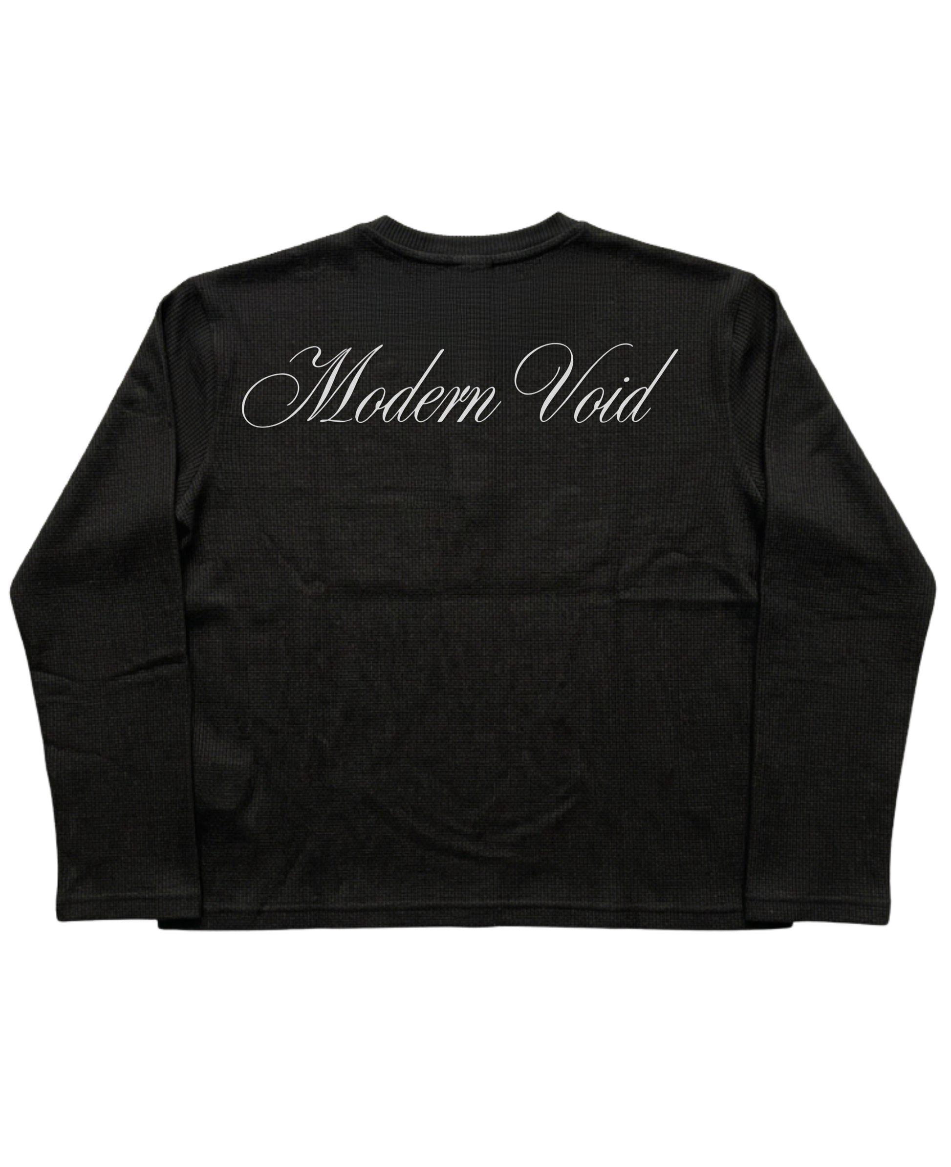 Black Henley waffle knit Back Design