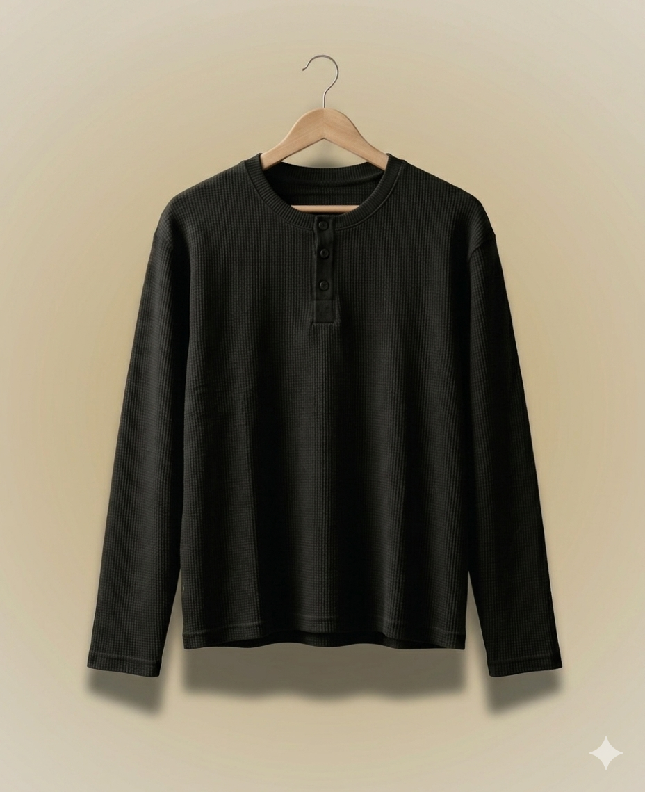 Printed Henley black